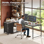 PRAISUN 61" L Shaped Desk with Power Outlets & 4 Drawers - Image 2