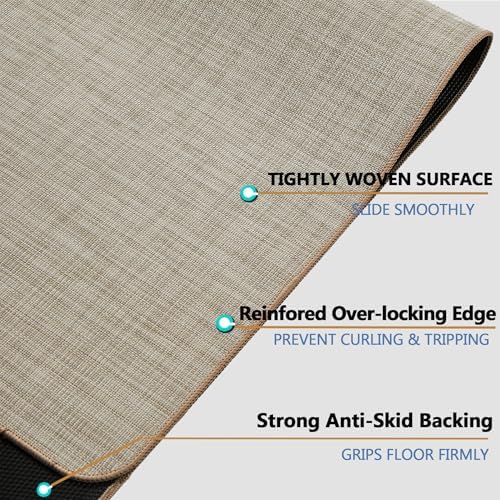 Chair Mat for Hardwood Floor, 47" x 52" Heavy Duty Office Chair Mat for Rolling Chairs, Anti Slip, Non-Curve, Floor Protector for Home Office, Ivory Linen Weave - Image 3