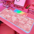 JMIYAV Pink RGB Gaming Mouse Pad 31.5x12 Inch PC XL Large Extended Glowing Led Light Up Desk Pad Non-Slip Rubber Base Computer Cute Mousepad Mat Desk Accessories Gaming Setup Dreamy Cats by JMIYAV