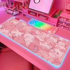JMIYAV Pink RGB Gaming Mouse Pad 31.5x12 Inch PC XL Large Extended Glowing Led Light Up Desk Pad Non-Slip Rubber Base Computer Cute Mousepad Mat Desk Accessories Gaming Setup Dreamy Cats by JMIYAV