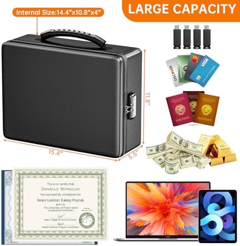 ENGPOW Fireproof Document Box with Lock & Heat-Resistant Fireproof Zipper - Image 4