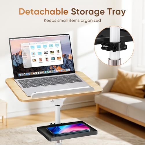 2 in 1 Adjustable Floor Book Stand & Music Stand with Removable Tray, 19.7" to 51.2" Foldable Reading Book Holder with Page Clips for Laptop, Cookbooks, Sheet Music, Wooden Podium Stand for Projector - Image 6