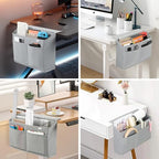 10 Pack Desk Side Hanging Organizer, Adhesive Storage Bag with Pockets for Magazine Ipad Notebook, for End Tables Home Office Desks Computer Workstations Dressing Table, Grey - Image 4