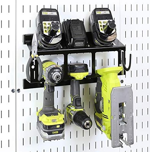 Wall Control Drill Holder Power Tool Storage Rack - Compact Impact Drill Battery Power Tool Pegboard Organizer Pegboard (Black) - Image 3