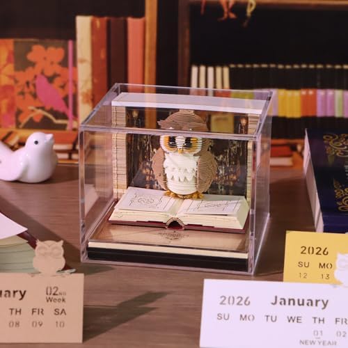 3D Calendar 2026 Paper Art Memo Pad,Tear-Away 3D Desk Time Piece Calendar DIY Note for Record, Bookmark, Gift & Office Decor (Owl) - Image 6