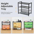 Desktop Shelf Organizer, 3-Tier Office Storage Rack, Adjustable Metal Bookshelf for Top of Desk, Desk Organizer for Office, Home, Dorm and Small Spaces (Black) - Image 6