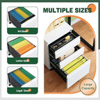 Letaya 3 Drawer Mobile File Cabinet with Lock, Under Desk Metal Filing Cabinets for Home Office Organizer Letters/Legal/A4(Fully Assembled-White) (Pack of 2) - Image 5