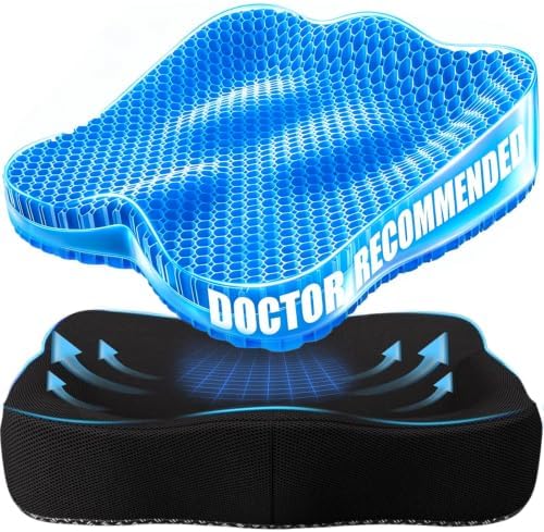 Gel Seat Cushion, Thicken Big Office Chair Cushion Chair Seat Pads for Long Sitting, Sciatica & Hip Pain Relief, Egg Seat Cushion for Wheelchair Car Office Home Travel Outdoor by Tsmertor