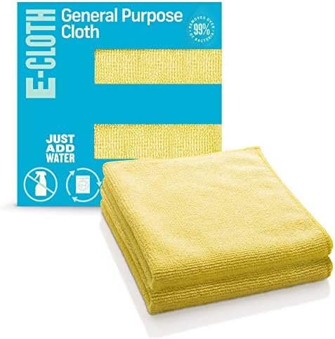 E-Cloth Microfiber Cloth, World's Leading Premium Microfiber Cleaning Cloth, Twice as Durable as Competition, 1 Year Guarantee, Ideal for Kitchen, Countertops, Sinks, and Bathrooms, Yellow, 2 Pack by E-Cloth