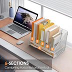 5 Vertical Mesh Desk Organizer with Paper Letter Tray, White - Image 5
