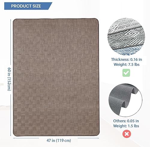 Chair Mat for Hardwood & Tile Floor, 47" x 60" Heavy Duty Office Chair Mat for Rolling Chairs, Anti Slip, Non-Curve, Floor Protector for Home Office, Brown Square - Image 2