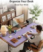 Aothia Faux Leather Desk Mat Mouse Pad, 63" x 24", Light Purple - Image 4