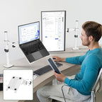 UPGRAVITY White Laptop Desk Mount with Vented Tray for Notebook up to 17 inch, Fully Adjustable Single Laptop Arm Stand Holds up to 17.6 lbs, Clamp on/Grommet Mounting - Image 7
