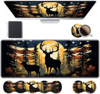 Ergonomic Keyboard Wrist Rest & Mouse Pad Wrist Rest Set, Large XXL Gaming Desk Mat 31.5"x 11.8" with Memory Foam, Easy Typing Pain Relief for Office & Home, American Flag Jungle Deer by Unknown