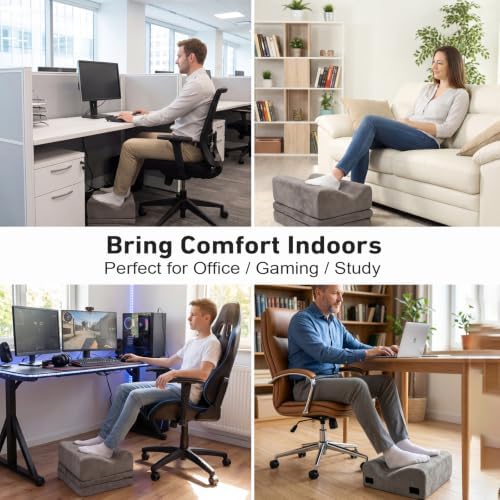 Foot Rest for Under Desk, Ergonomic 3-in-1 Height Adjustable, Non-Slip Base & Washable Cover for Office/Gaming, Gray - Image 7