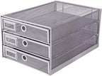 Exerz Paper Sorter 3 Drawer Wire Mesh A4 / Desk Multifunctional Desk Organiser/Multi-Layer Letter Tray - for Documents, Magazines, Notebooks and Letter (Silver) by Exerz