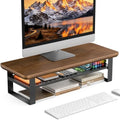 Monitor Stand Riser, 24 Inch Computer Monitor Stand for Desk, 2-Tier Wood Desk Shelf Organizer with Storage, Desktop Stand for Laptop/Screen/PC/Printer, Ergonomic Home Office Monitor Stand by NestNeatHome