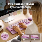 Wireless Keyboard Mouse Combo, Purple, Round Keycaps, Magnetic Wrist Rest - Image 4