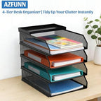 4 Tier Paper Tray Organizer for Desk, Stackable Office Organization - Image 2