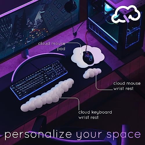 Cloud Keyboard Wrist Rest – Create-ables Qloud Cloud Wrist Rest for Computer Keyboard and Mouse, Ergonomic Memory Foam Wrist Pad with Non-Slip Base, Includes Cloud Mouse Pad – Gray - Image 3