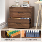 2 Drawer File Cabinets, Wood Lateral Filing Cabinets for Home Office, Office Filing Cabinet with Drawer, Modern Farmhouse File Cabinets for Letter, Printer Stand, Walnut - Image 4