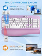 Hayyiesh Ergonomic Wave Keys Wireless Keyboard and Mouse Combo, Full Size with Memory Foam Wrist Rest & Phone Holder, 2.4G Cordless Set with USB-C Adapter for Windows Mac Desktop Laptop (Purple) - Image 7