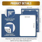 50 Pack Double Sided Certificate Holders 8.5x11 Blue - Heavyweight 300gsm Cardstock Diploma Holder - Dual Certificate Folder Letter Size Award Certificate for Graduation with Silver Foil Diploma Cover - Image 3