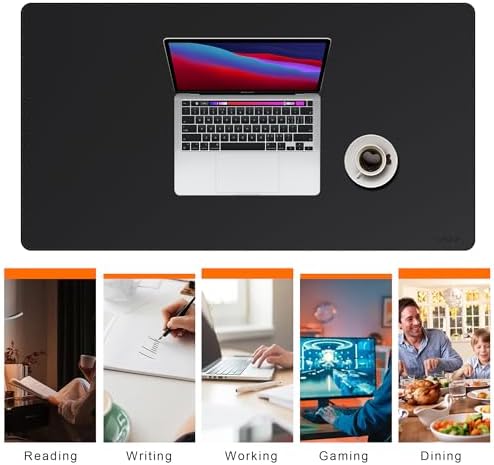 Mydours 43" x 24" XXL Large Desk Mat, PU Leather Full Desk Mouse Pad, Black - Image 6