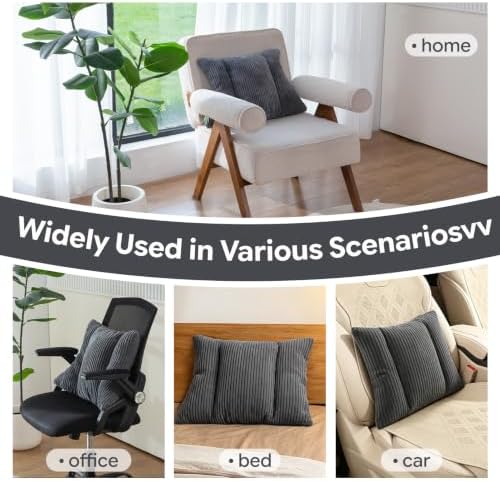 Lumbar Support Pillow 3 Section Back Pillow Office Chair for Back Support Comfortable Lumbar Cushion for Car Seat Pain Relief Sofa Rest (Dark Grey) - Image 3