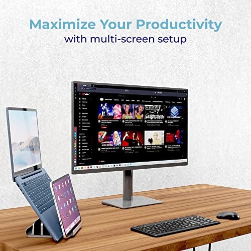 Adjustable Laptop Stand, 5 Slots, Aluminum Space-Saving, for Apple MacBook/Surface/Galaxy/Tablet/iPad/iPhone, Silver - Image 6