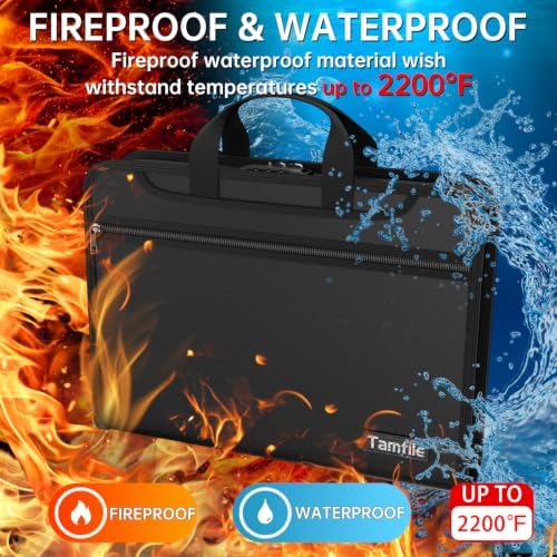 Tamfile Fireproof Accordion File Organizer with Lock, Document Organizer - Image 2