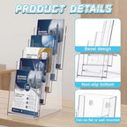 4 Pcs 5 Tier Acrylic Brochure Display, 4 Inch Wide, Wall or Desk - Image 3