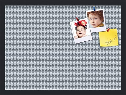 PinPix 22x16 inch Cork Bulletin Board. This Decorative Framed Pin Board Comes with Diamond Pattern in Grey and Blue Design and Satin Black. Ideal for Home, Office Decor or School (PinPix-227) by PinPixBulletinBoards