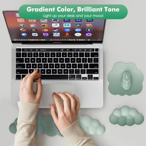 MoKo Cloud Wrist Rest for Keyboard and Mouse with Mouse Pad, Green - Image 6