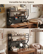 29.5 * 37.5 inch Double-Layer Desktop Storage Rack with DIY pegboard, Open Desktop Storage Rack, Multifunctional Office Supplies Storage Rack, Suitable for Home, Office, and Dormitory, etc. - Image 5