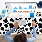 Keyboard Wrist Rest+Mouse Wrist Pad+Desk Pad Set,Memory Foam Ergonomic Easy Typing Pain Relief for Computer Laptop Office Home - Cow Pattern - Image 2