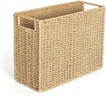AELS Woven Natural Fibre Magazine Holder, Magazine Rack Floor, Hand-woven Magazine Organizer, Natural Paper Rope Magazine Basket with Handles, Boho Modern Farmhouse Book Basket, Newspaper Holder by AELS
