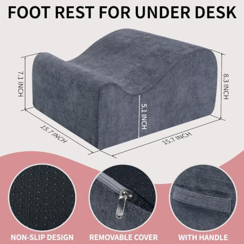 Foot Rest for Under Desk at Work,Curved Ergonomic Footrest for Office,Black - Image 2