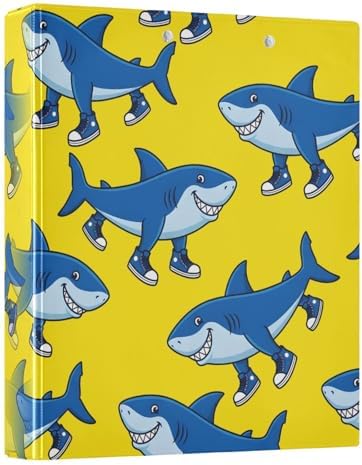 ALAZA Italian Brainrot Meme Tralalero Tralala Shark 2 3 Ring Binder 1.5 Inch Three Ring Office Binders w/clipboard & 3 Pockets, Hold 200 Sheets, 2 pcs by ALAZA