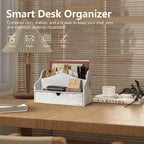 Rebee Vision Mail Organizer for Desk with Drawer for Room Decor, Whitewash - Image 3