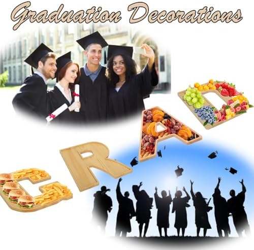 Wooden Grad Letter Tray, 12 Inch 4‑Pack Wood Platter for Graduation Decor - Image 4