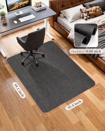 Soimeat Office Chair Mat for Hardwood Floor, 35.4" x 55" Non-Slip Desk Computer Chair Mat, PVC Floor Mat for Rolling Chair, Heavy Duty Wood/Tile Floor Protector Desk Rug for Home Office, Black - Image 6