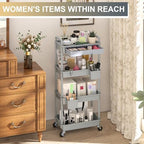 Goovilla 4 Tier Rolling Utility Cart Organizer with Removable Drawer, Grey - Image 5