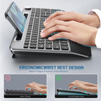 JOYACCESS Ergonomic Wireless Keyboard with Wrist Rest, Low-Profile,Phone Holder,2.4GHz Full Size Silent Cordless USB Computer Keyboard for Windows, Mac OS Desktop/Laptop/PC-Black Grey - Image 2
