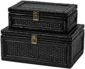 2PCS Rattan Box with Lid Decorative Natural Handmade Boho Basket by VinneGenzz