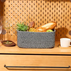 MiniArk Small Storage Baskets for Organizing | Closet Organizer Bins | Shelf Toy Basket | Woven Rope Baskets | Cube Decorative Box | Shallow Basket | 13x8.5x5.1” | 4 Packs Dark Gray - Image 5