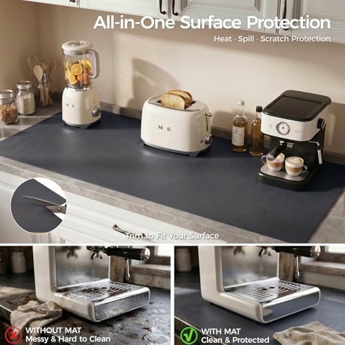 1.6mm Thick Leather 15x72 Inch Non-Slip Mat, Waterproof Countertop Protector, Extended Dresser Topper/Kitchen Counter Mat, Obsidian Black - Image 4