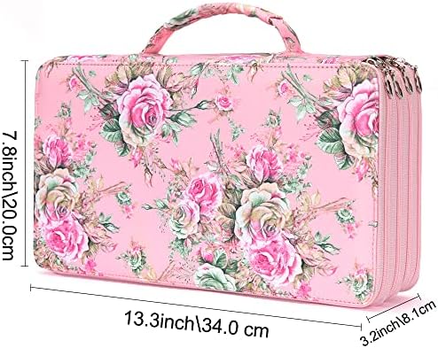 Vomgomfom PU Leather Pencil Case, Holds 100 Markers/300 Pens,Pink Rose - Image 2