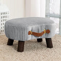 LUE BONA Small Curved Foot Stool with Handle, Gray Velvet Footstool and Ottomans, Modern Foot Rest with Wooden Legs, Step Stool with Padded Seat for Couch, Living Room by LUEBONA