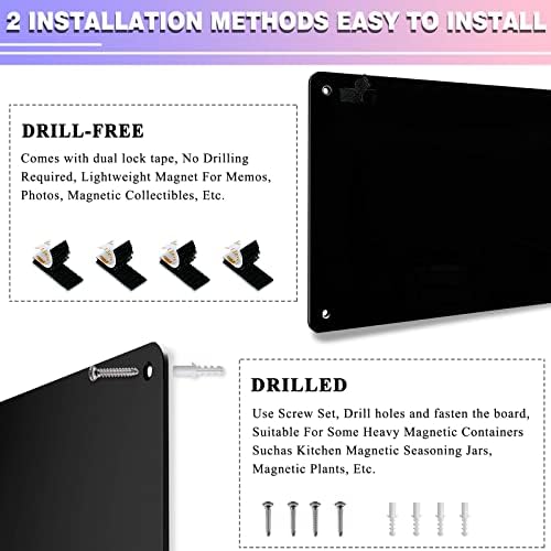 2Pack Black Magnetic Board,17.5" x 11.4" Magnet Bulletin Board to Display Magnetic Notes, Poetry, Photos, Suitable for Wall, Refrigerator, Cabinet etc, Come with 8 Pcs Dual Lock Tape and Screws - Image 3